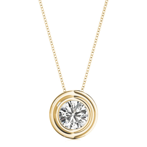 Piccadilly Bezel Round Solitaire Pendant in 9K Yellow Gold