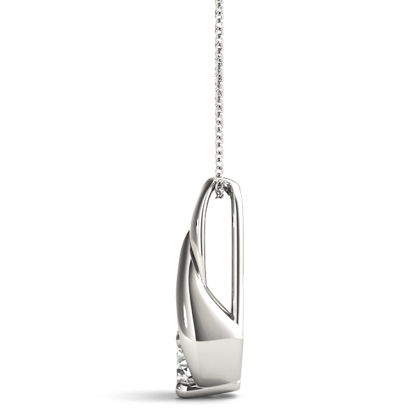 Dover Drop With Round Solitaire Pendant in Platinum
