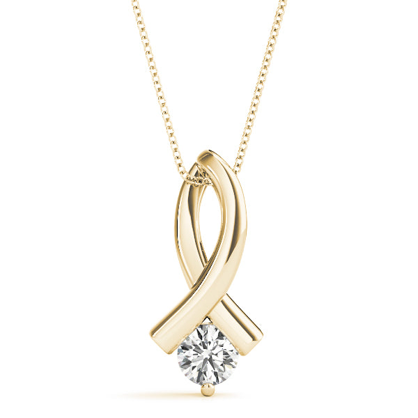 Winchester Ribbon With Round Solitaire Pendant in 9K Yellow Gold