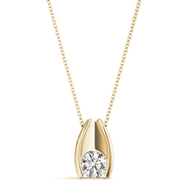 Brighton Fancy Round Pendant in 9K Yellow Gold