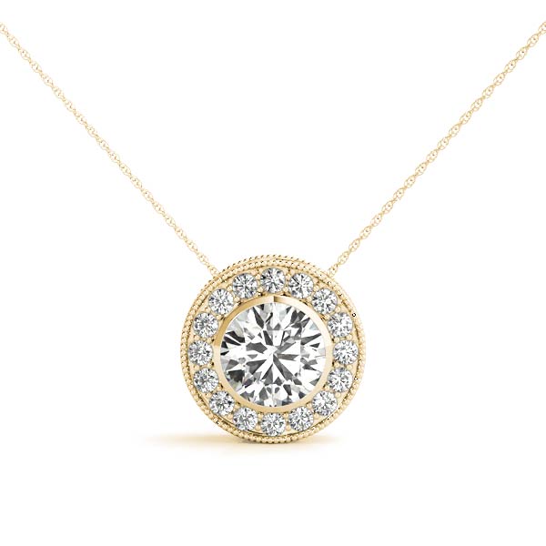 Leeds Round Bezel Halo Pendant in 9K Yellow Gold