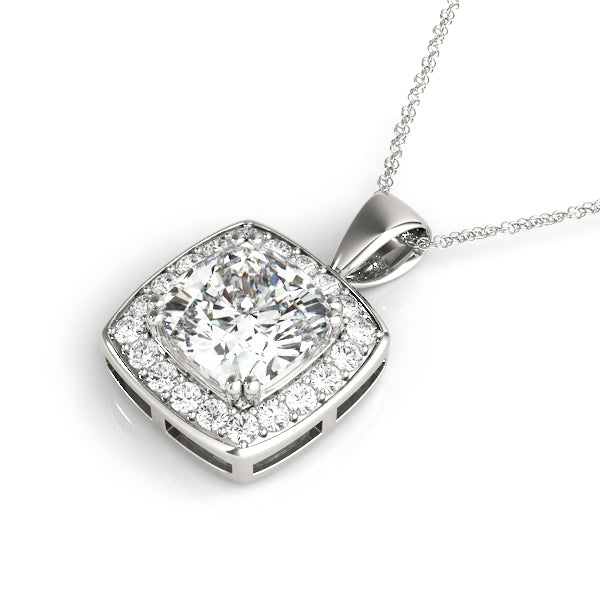 Stratford Cushion Halo Pendant in Platinum