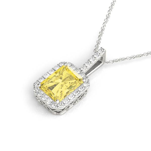 Aberdeen Radiant Halo Pendant in Platinum