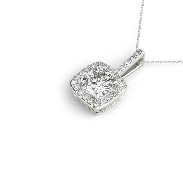 Salisbury Accher Halo Pendant in Platinum