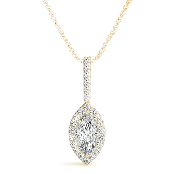Chester Marquise Halo Pendant in 9K Yellow Gold