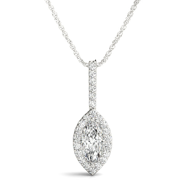 Chester Marquise Halo Pendant in Platinum