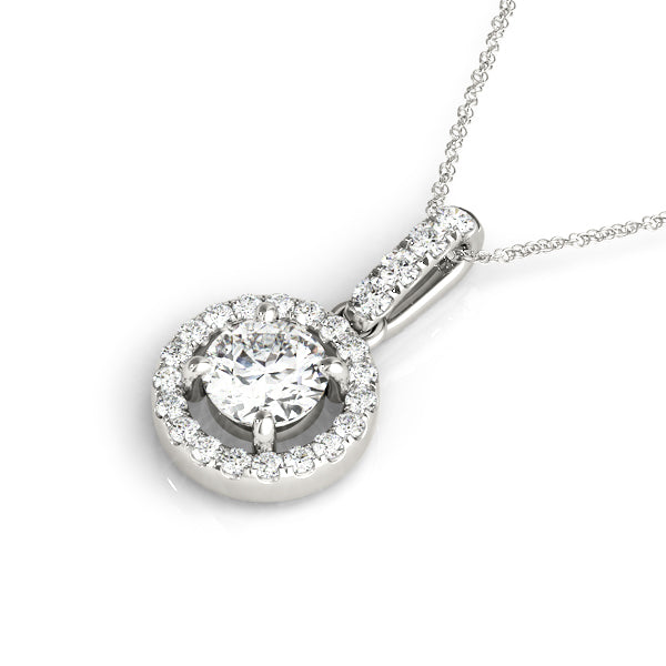 Cambridge Round Halo Pendant in Platinum