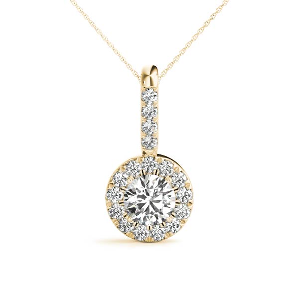 Windsor Round Halo Pendant in Yellow Gold