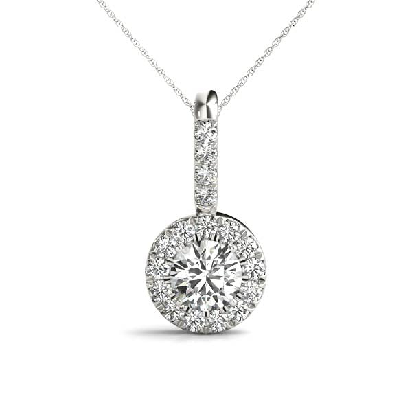 Windsor Round Halo Pendant in Platinum