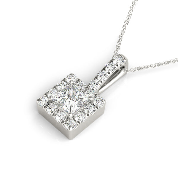 york Princess Halo Pendant in Platinum