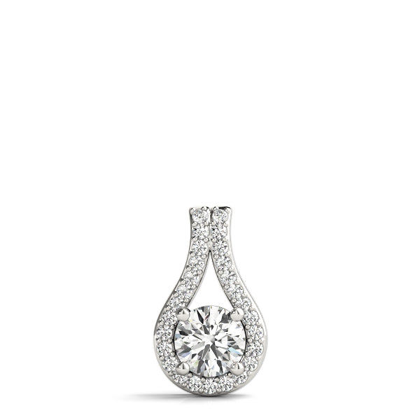 Harrogate Tear-Shaped Round Halo Pendant in Platinum