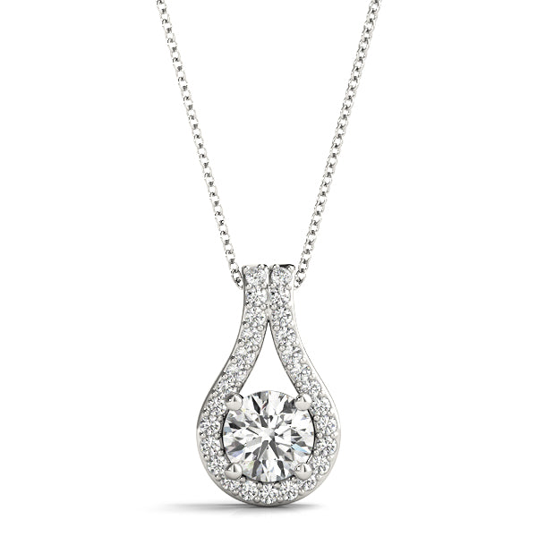 Harrogate Tear-Shaped Round Halo Pendant