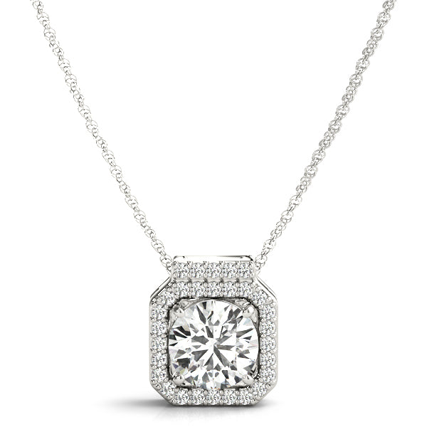 Coventry Halo Pendant in Platinum