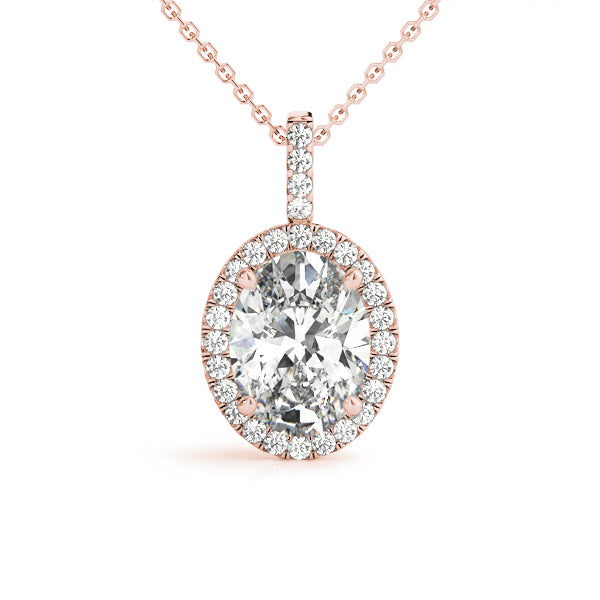 London Oval Halo Pendant in 9K Rose Gold