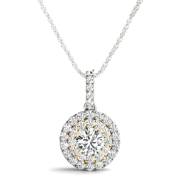Sheffield Round Double Halo Pendant in 9K Yellow Gold