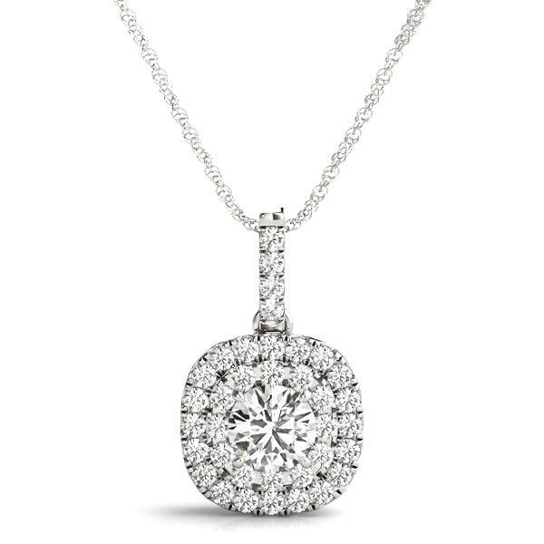 Glasgow Round Double Halo Pendant in Platinum