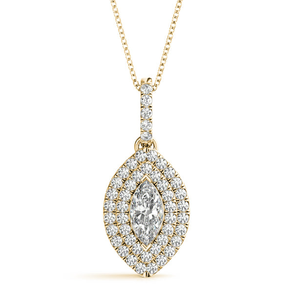 Belfast Marquise Double Halo Pendant in 9K Yellow Gold
