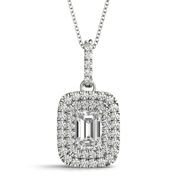 Birmingham Emerald Double Halo Pendant