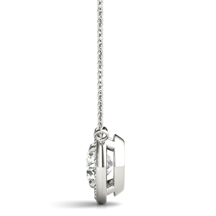 Bristol Round Halo Pendant in Platinum