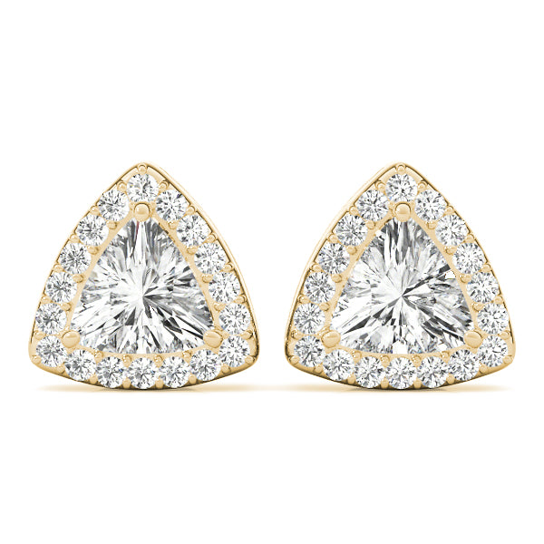 Winchester Trillion Halo Studs Earrings in Yellow Gold