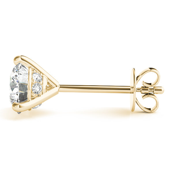 Devon Hidden Halo Round Studs Earrings in Yellow Gold