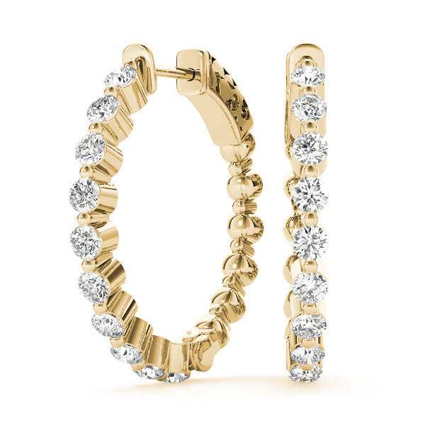 Cornwall Round Bezel Hoop Earrings in 9K Yellow Gold