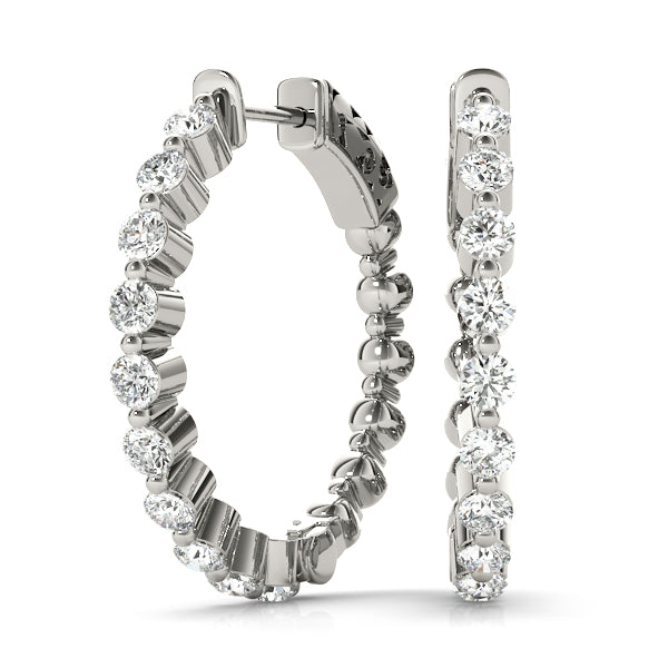 Cornwall Round Bezel Hoop Earrings in Platinum