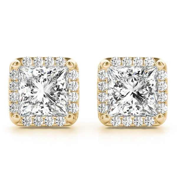 Aberdeen Princess Halo Studs Earrings -40933-3.8 in 9K Yellow Gold