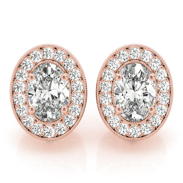 Westminster Oval Halo Studs Earrings in 9K Rose Gold