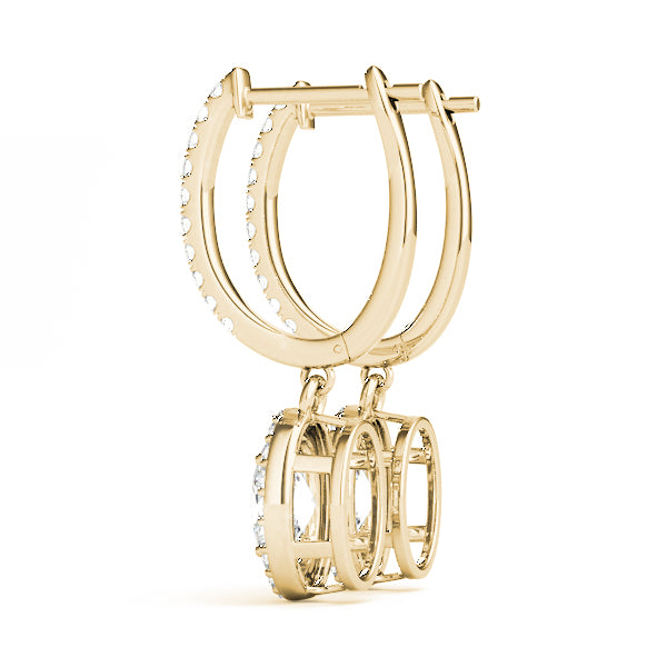 Soho Hoop With Oval Halo Drop Earrings in Yellow Gold