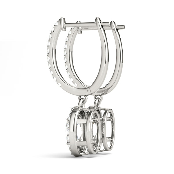 Soho Hoop With Oval Halo Drop Earrings in Platinum