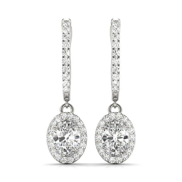 Soho Hoop With Oval Halo Drop Earrings