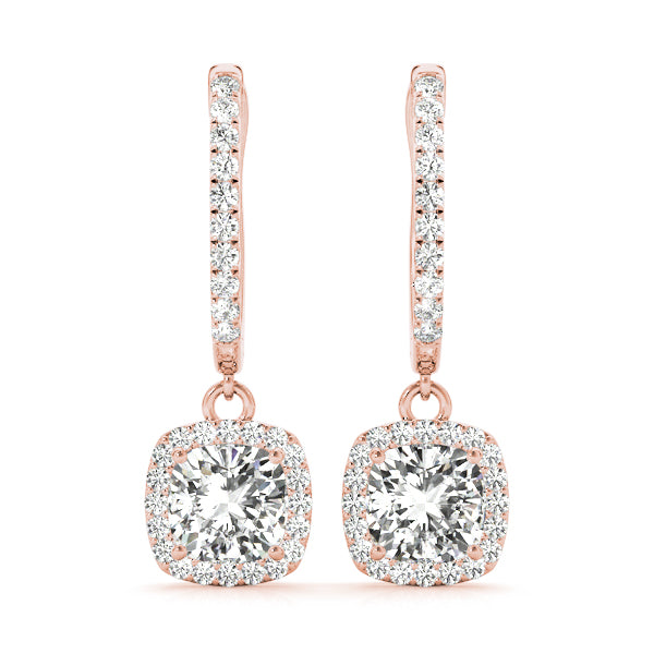 Mayfair Hoop With Halo Drop Earrings in 9K Rose Gold