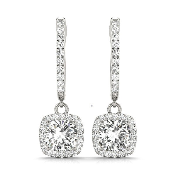 Mayfair Hoop With Halo Drop Earrings in Platinum
