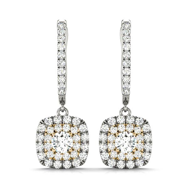 Knightsbridge Hoop With Halo Drop Earrings in 9K Yellow Gold