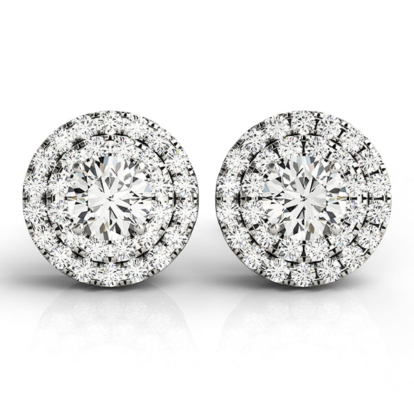 Kensington Round Double Halo Studs Earrings in Platinum