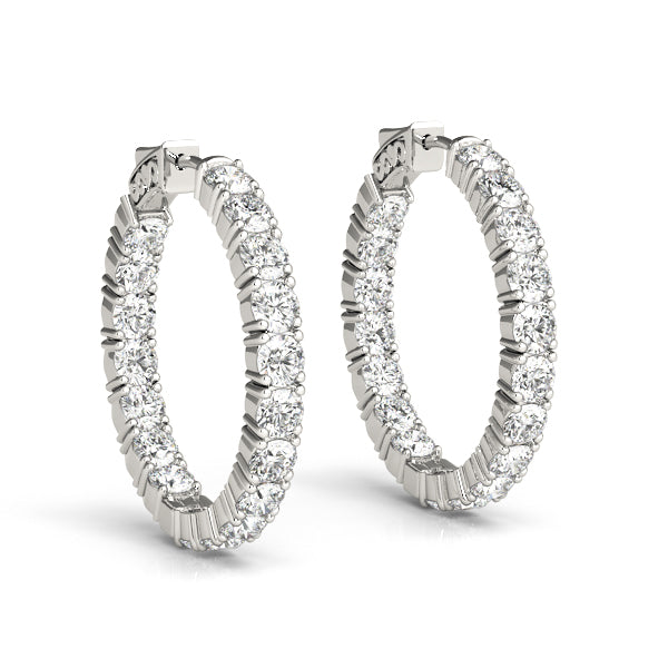 Warwick Bezel Round Hoop Earrings in Platinum