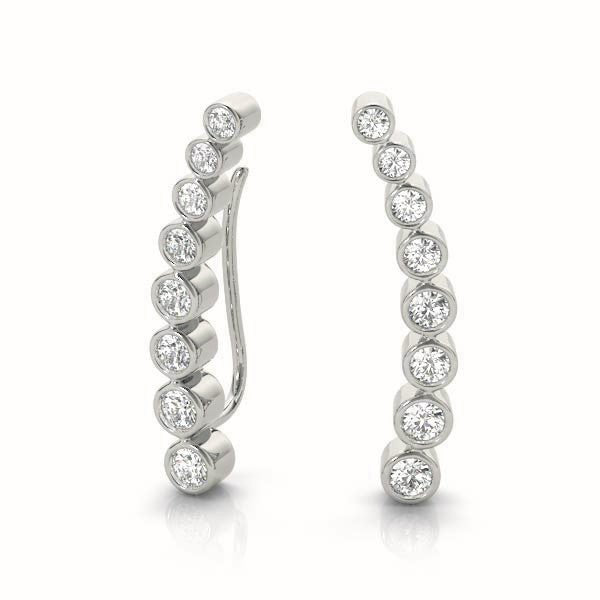 Bath Bezel Climber Earrings in Platinum