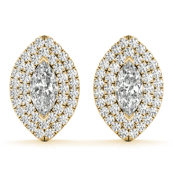 Killarney Marquise Double Halo Studs Earrings in 9K Yellow Gold
