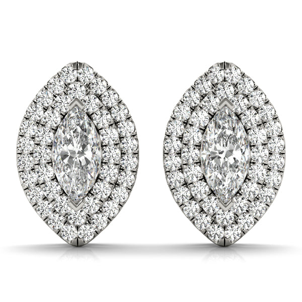 Killarney Marquise Double Halo Studs Earrings in Platinum