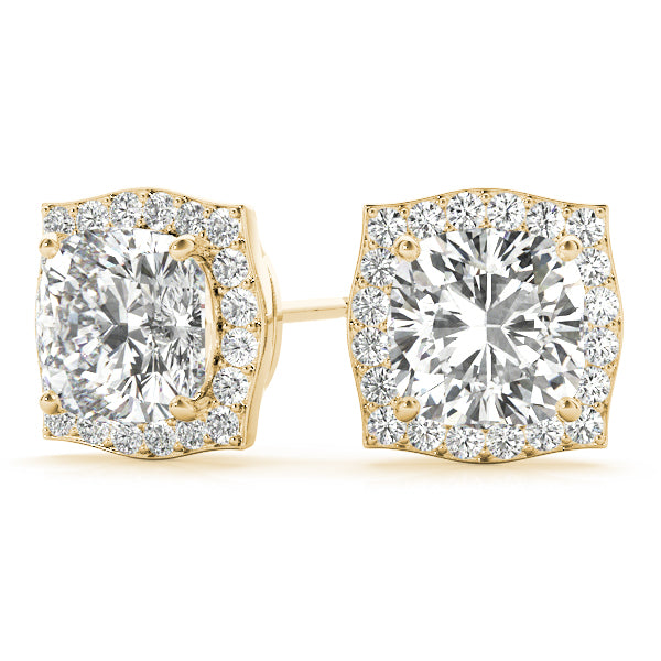Stirling Round Halo Studs Earrings in 9K Yellow Gold