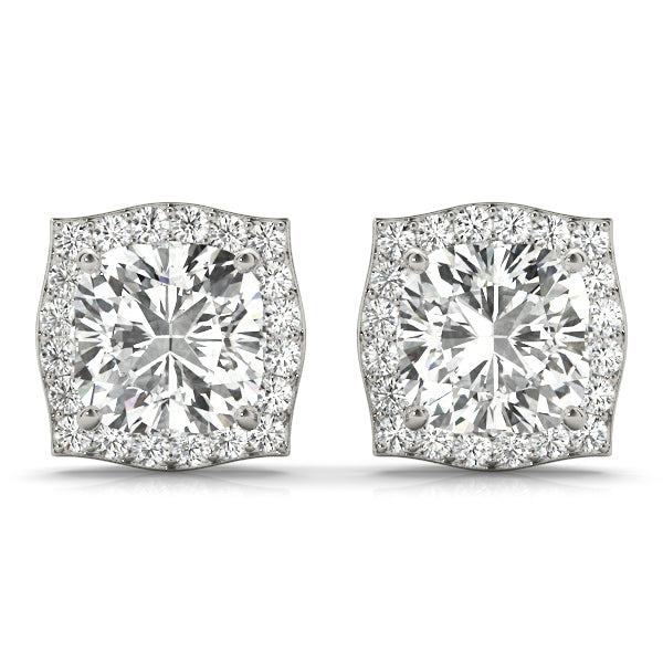 Stirling Round Halo Studs Earrings