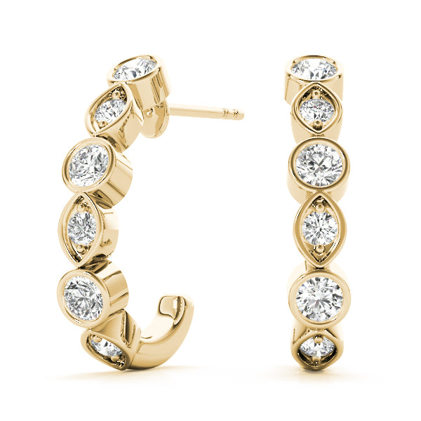 Cheltenham Multishape Bezel Hoop Earrings in 9K Yellow Gold