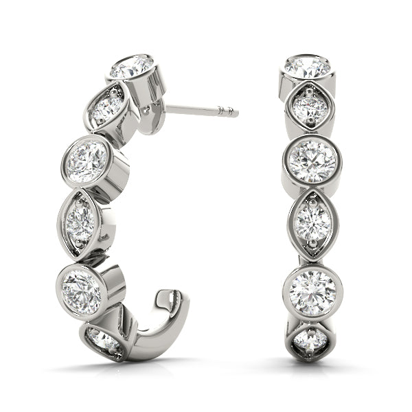 Cheltenham Multishape Bezel Hoop Earrings in Platinum