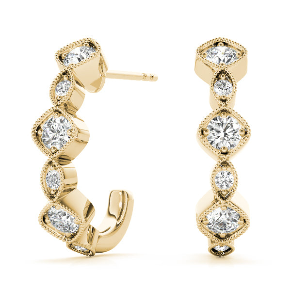 Harrogate Multishape Bezel Hoop Earrings in 9K Yellow Gold