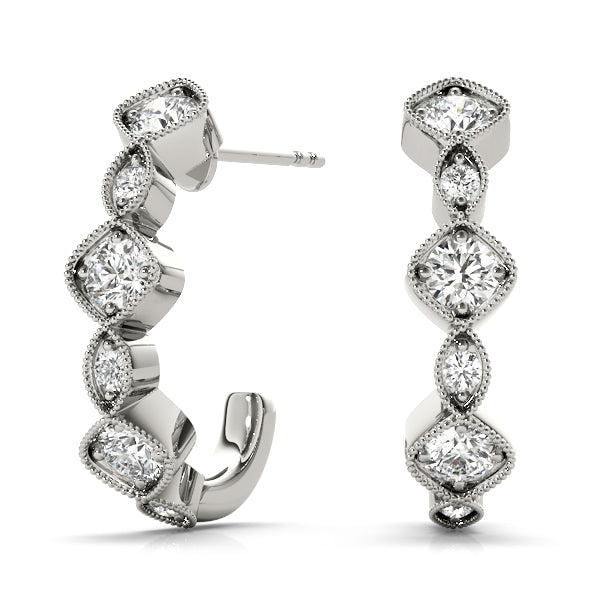 Harrogate Multishape Bezel Hoop Earrings in Platinum