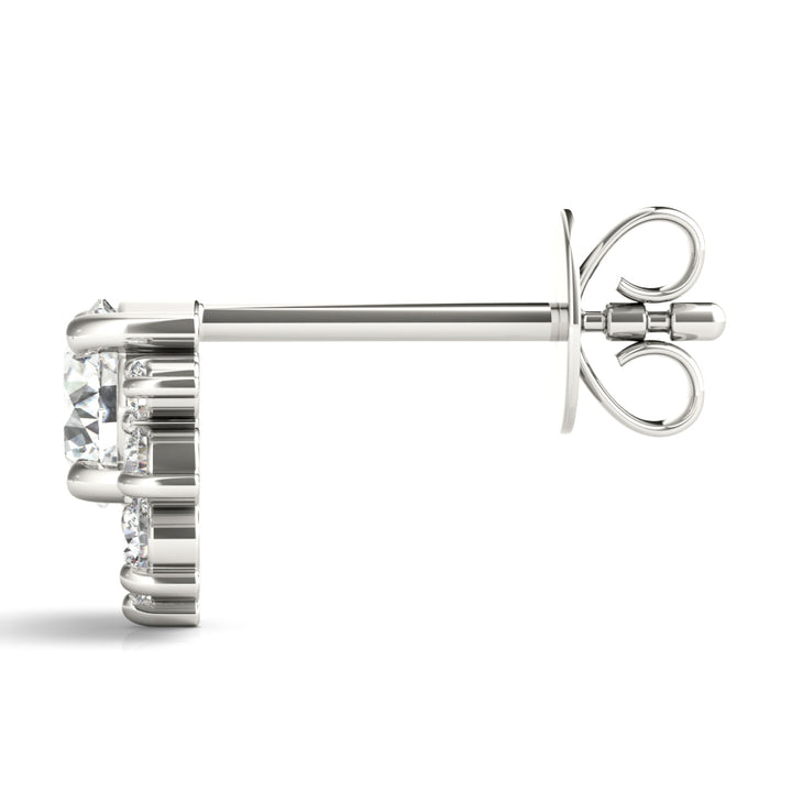 Leeds Round Half-flower Studs Earrings in Platinum