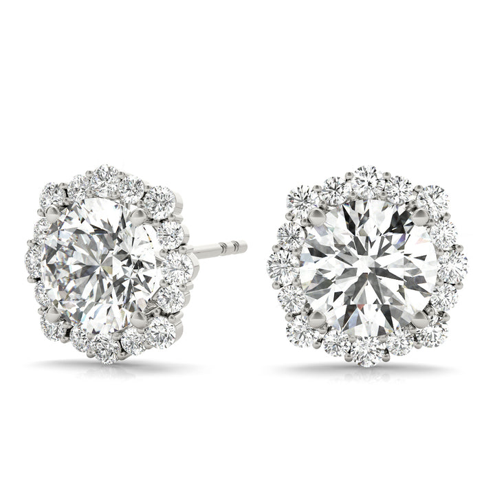 Liverpool Round Halo Studs Earrings in Platinum
