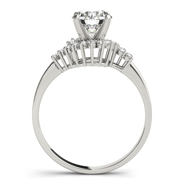 Elizabeth Twisted Halo Engagement Ring in Round White Gold