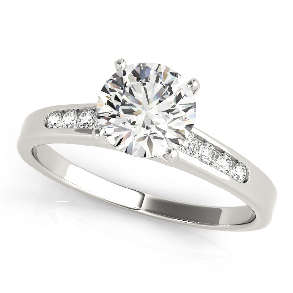 Clyde Bezel Pave Tappered Shank Engagement Ring